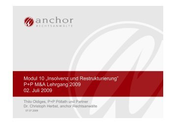 Modul 10 „Insolvenz und Restrukturierung” P+P M&A ... - anchor.eu