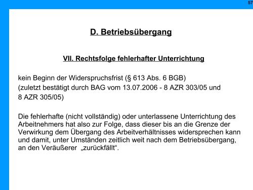 Arbeitsrechtliche Aspekte in der Insolvenz - Institut für Insolvenzrecht