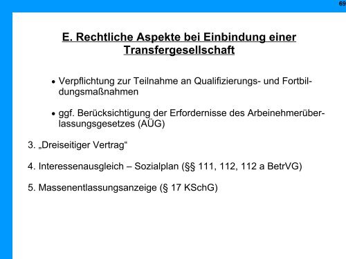 Arbeitsrechtliche Aspekte in der Insolvenz - Institut für Insolvenzrecht