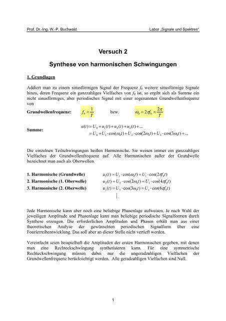 Versuch 2 Synthese von harmonischen Schwingungen