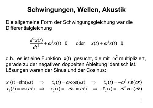 Schwingungen, Wellen, Akustik