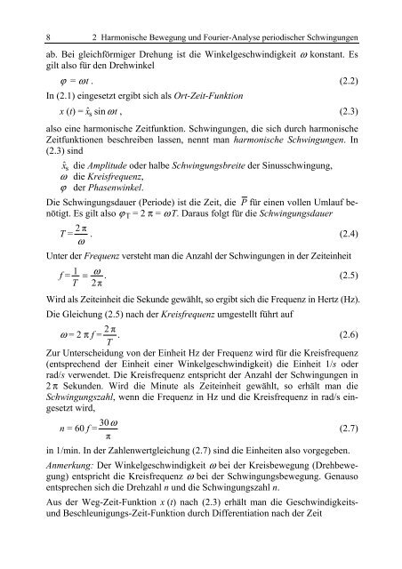 2 Harmonische Bewegung und Fourier-Analyse periodischer ...