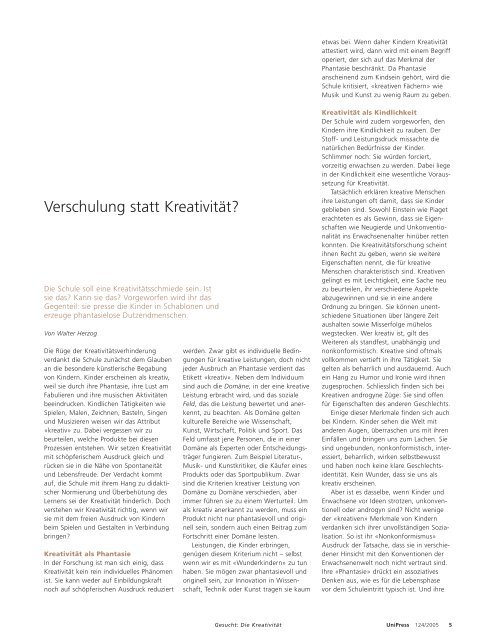 Pädagogik: Verschulung statt Kreativität? (pdf, 36KB)