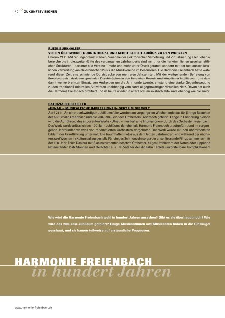 1911–2011: 100 Jahre musizieren – 1 Jahr feiern - Harmonie ...