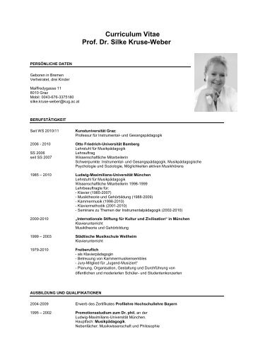 Curriculum Vitae Prof. Dr. Silke Kruse-Weber - IGP