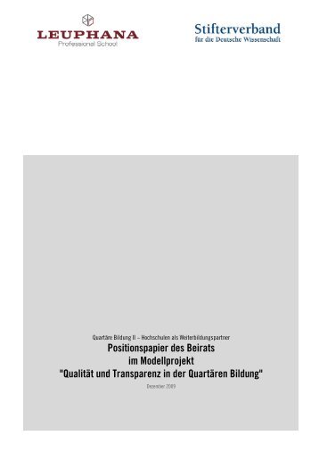 Qualität und Transparenz - Quartäre Bildung