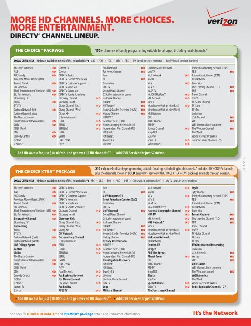hd channels. more choices. more entertainment. Verizon