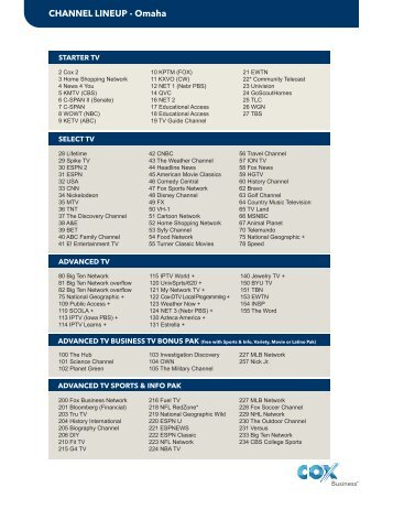 CHANNEL LINEUP - Omaha - Cox Communications