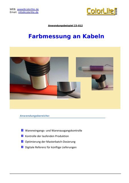 Farbmessung an Kabeln