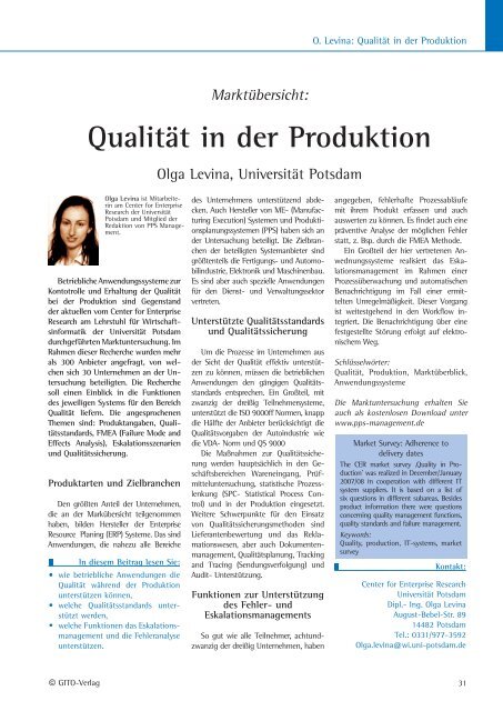 Qualität in der Produktion - Productivity Management