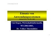 Einsatz von Anwendungssystemen - Dr. Volker Thormählen