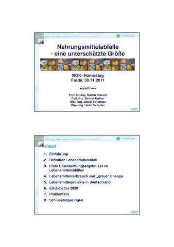 Nahrungsmittelabfälle - eine unterschätzte Größe