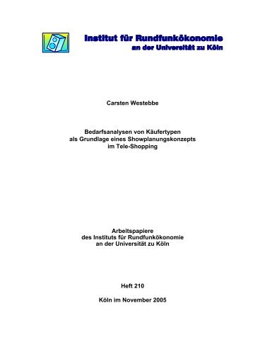 Carsten Westebbe - Institut für Rundfunkökonomie - Universität zu ...