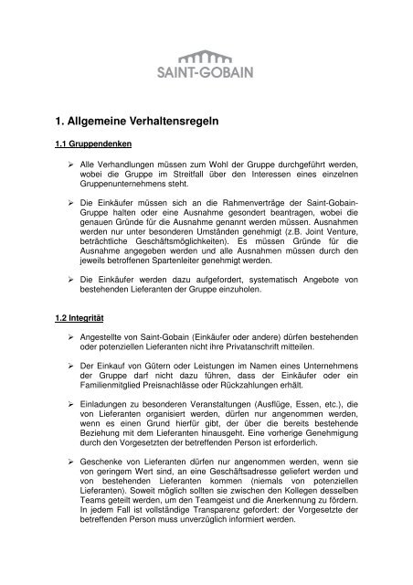 2. Allgemeine Regeln für Einkäufer - Saint-Gobain Deutsche Glas ...
