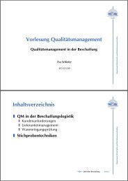 Vorlesung Qualitätsmanagement Inhaltsverzeichnis - Department ...