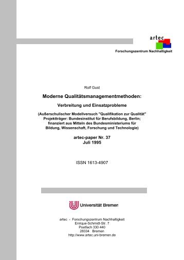 Moderne Qualitätsmanagementmethoden: - artec - Universität Bremen