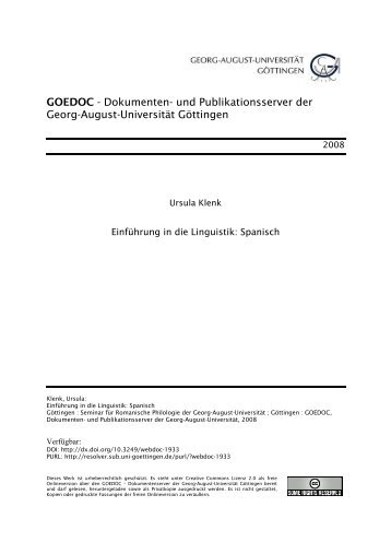 Einführung in die Linguistik: Spanisch - goedoc