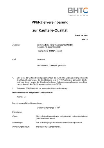 PPM-Zielvereinbarung zur Kaufteile-Qualität - Behr-Hella ...
