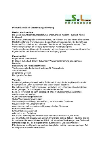 Produktdatenblatt-Verarbeitungsanleitung Basis-Lehmbauplatte Die ...