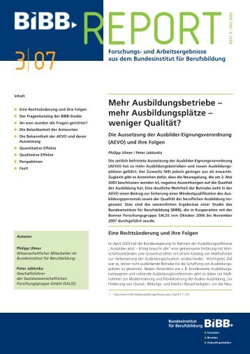 Mehr Ausbildungsbetriebe – mehr Ausbildungsplätze ... - BiBB