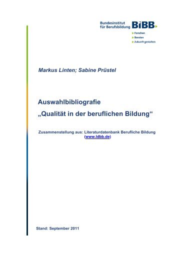 Auswahlbibliografie „Qualität in der beruflichen Bildung“ - DEQA-VET