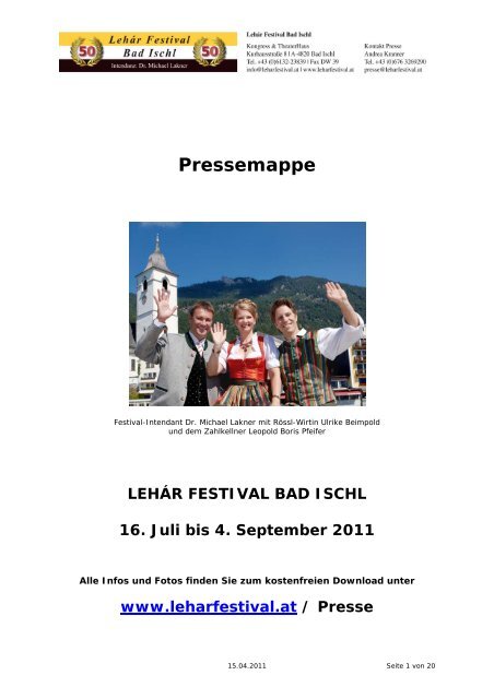 Europerette 2011 - Lehár Festival in Bad Ischl