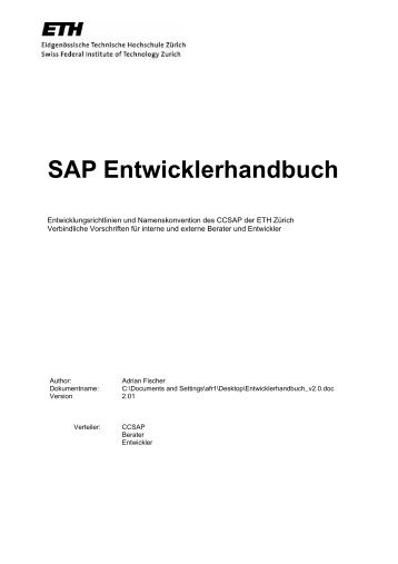 SAP Entwicklerhandbuch - ETH Zürich