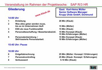 SAP R/3 HR - Prof. Dr. Bruno Klauk