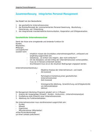 Zusammenfassung Integriertes Personal-Management - Harti