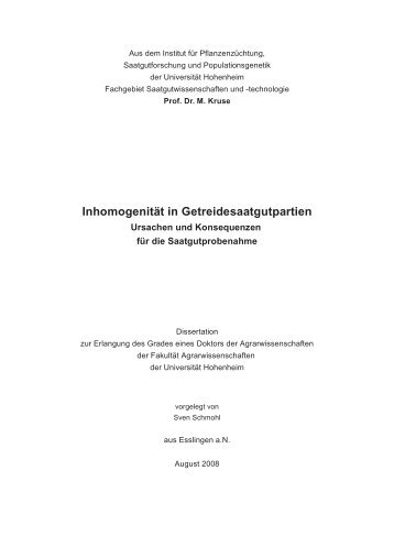 Inhomogenität in Getreidesaatgutpartien - Universität Hohenheim