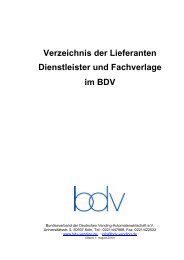 Verzeichnis der Lieferanten Dienstleister und Fachverlage im BDV