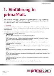 Kurzanleitung primaMail - Primacom