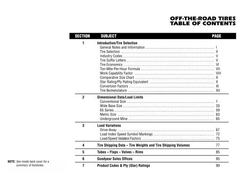 General Tire Size Chart