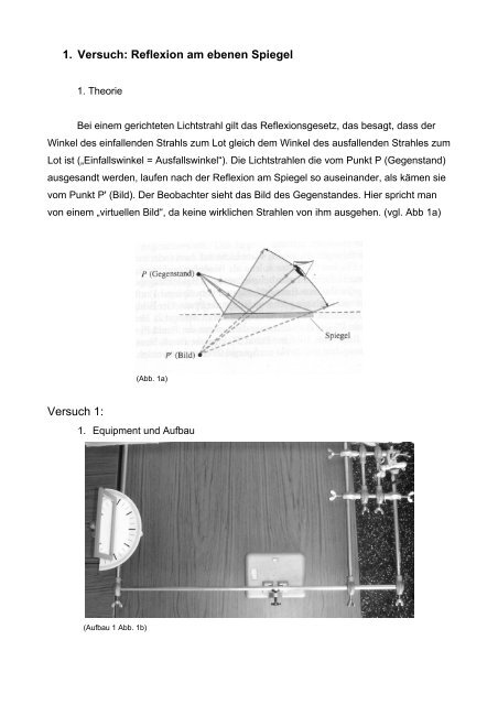 Versuch 1 Praktikum Optik und Atomphysik Thema „Licht und ...