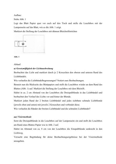 Versuch 1 Praktikum Optik und Atomphysik Thema „Licht und ...