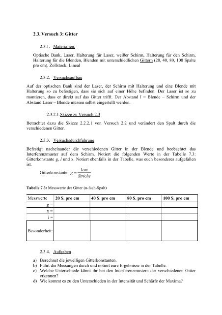 Versuch 1 Praktikum Optik und Atomphysik Thema „Licht und ...