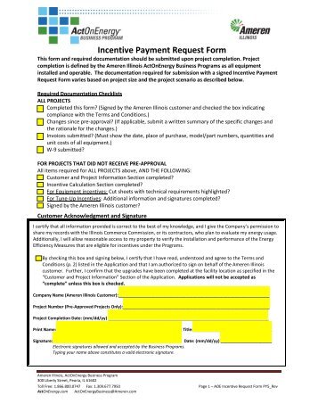 Download the Incentive Payment Request Form. - ActOnEnergy.com