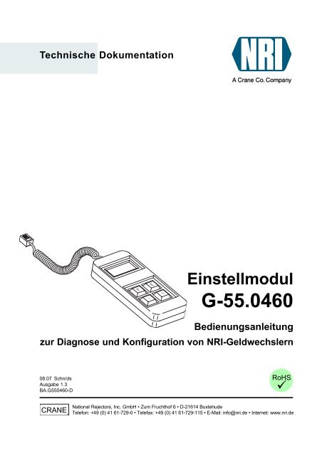 Einstellmodul G-55.0460 – Bedienungsanleitung zum ... - NRI