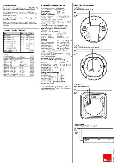 B.E.G. LUXOMAT® DIM-KNX/EIB-BUS-Melder 180°