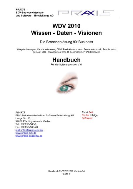 WDV 2010 Wissen - Daten - Visionen Handbuch - Praxis EDV