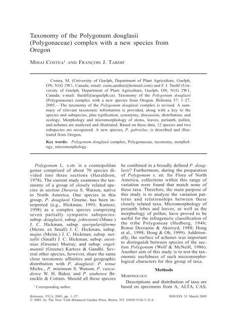 Taxonomy of the Polygonum douglasii (Polygonaceae ... - WLU