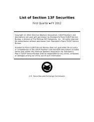 List Of Section 13f Securities Securities And Exchange Commission