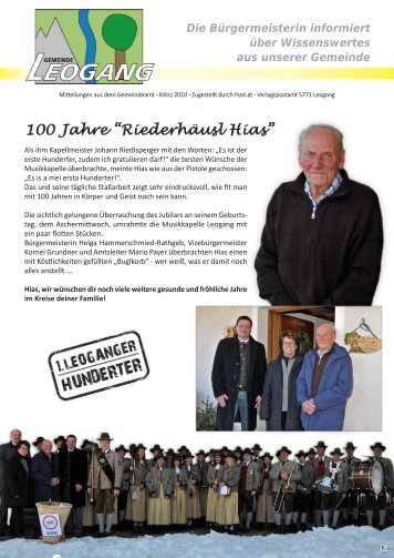 Die Bürgermeisterin informiert über ... - Gemeinde Leogang