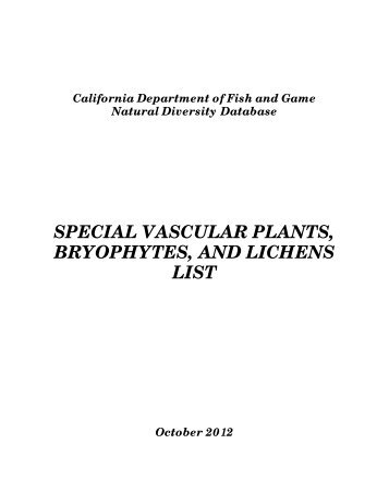 Special Vascular Plants, Bryophytes, and Lichens List - California ...