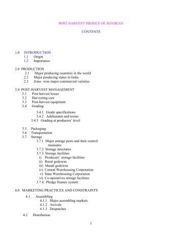 POST HARVEST PROFILE OF SOYBEAN - Agmarknet