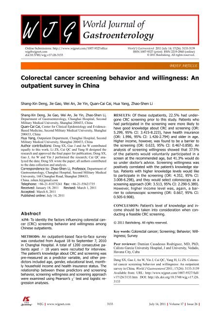 26 - World Journal of Gastroenterology