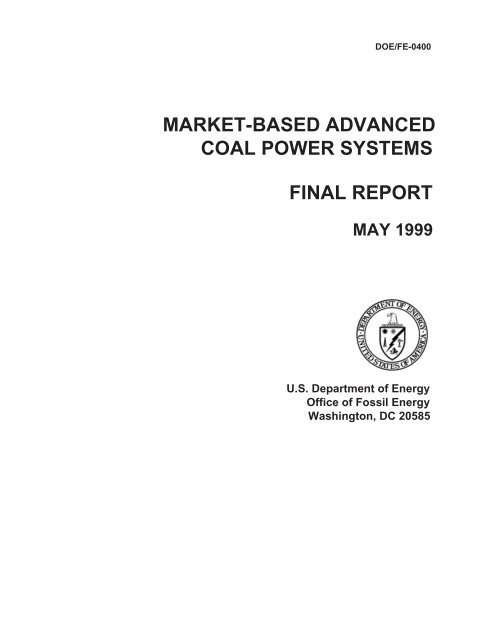 market-based advanced coal power systems final report - National ...