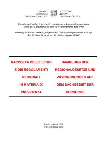 sammlung der regionalgesetze und - Regione Autonoma Trentino ...