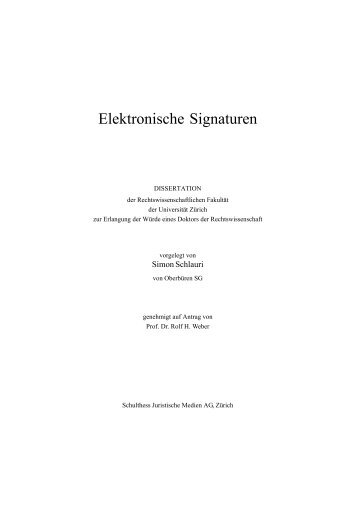 Elektronische Signaturen - Simon Schlauri