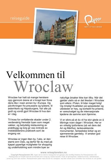 Wroclaw Reiseguide copyright www.reiseplaneten.no